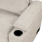 Sofá cama esquinero beige/gris con otomana de almacenamiento, 2 plazas