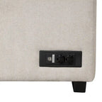 Sofá cama esquinero beige/gris con otomana de almacenamiento, 2 plazas
