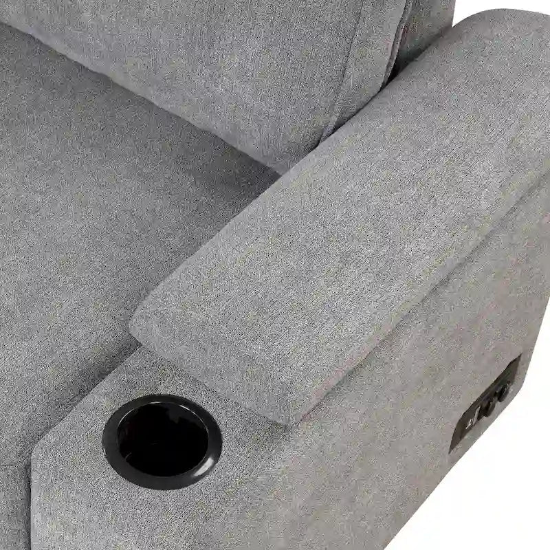 Sofá cama esquinero beige/gris con otomana de almacenamiento, 2 plazas