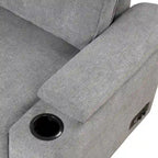 Sofá cama esquinero beige/gris con otomana de almacenamiento, 2 plazas