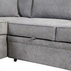 Sofá cama esquinero beige/gris con otomana de almacenamiento, 2 plazas