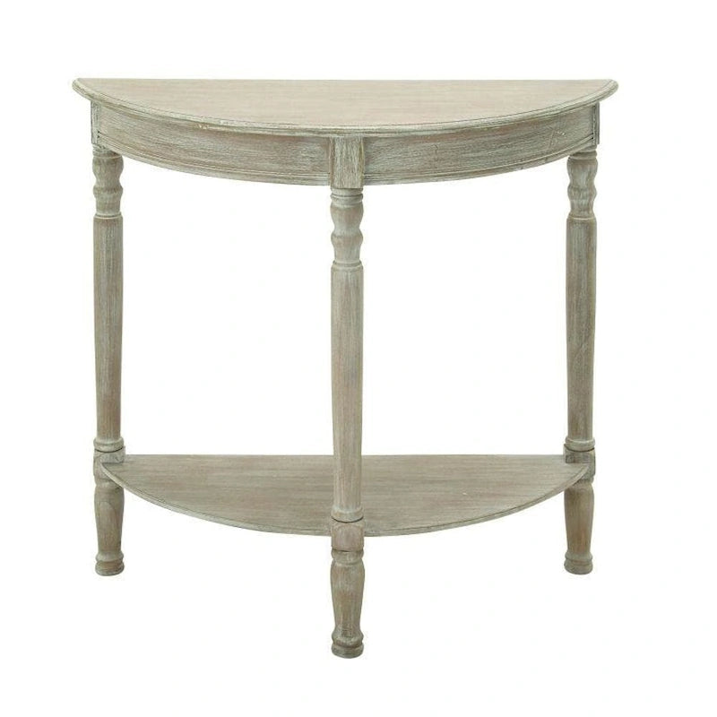 Mesa consola de madera con diseño de media luna en gris, gris claro o natural
