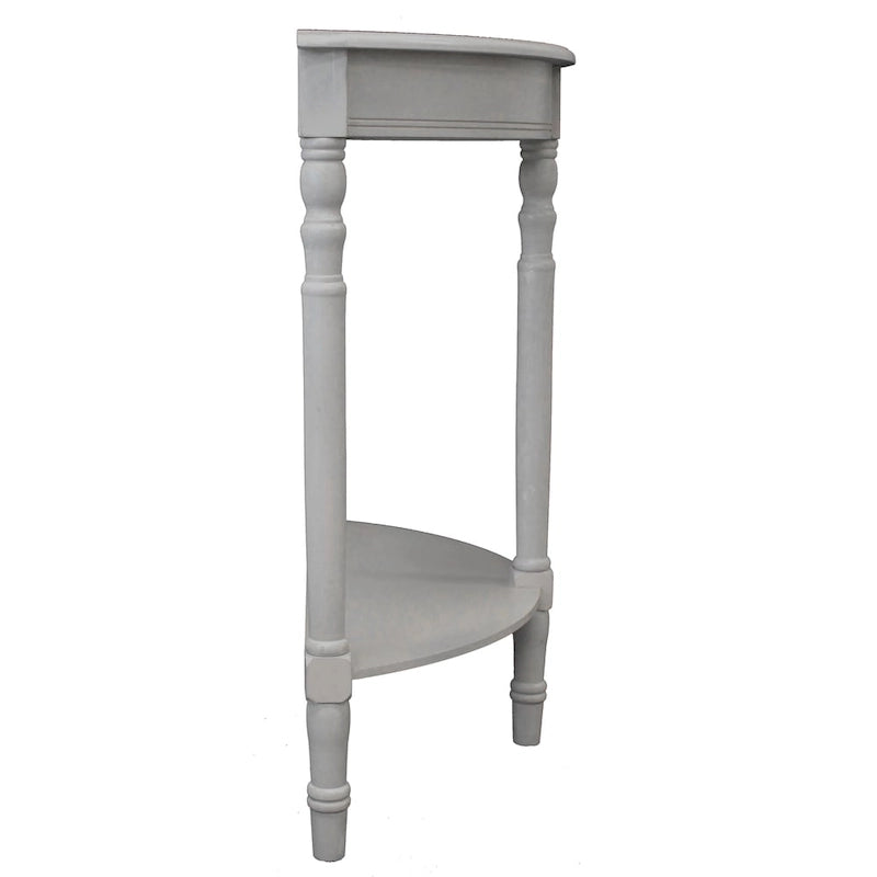 Mesa consola de madera con diseño de media luna en gris, gris claro o natural