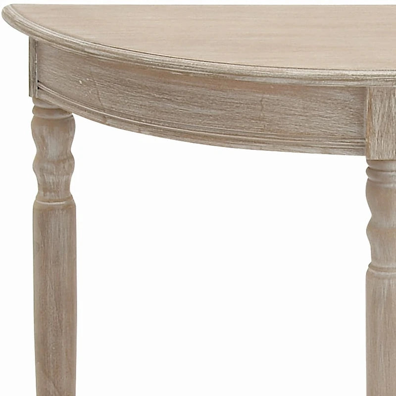 Mesa consola de madera con diseño de media luna en gris, gris claro o natural