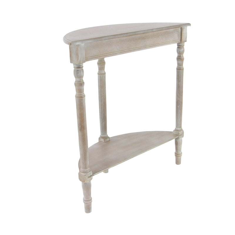 Mesa consola de madera con diseño de media luna en gris, gris claro o natural
