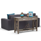 Consola de madera maciza gris/marrón/blanco/negro – Estilo contemporáneo, 2 cajones