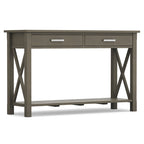 Consola de madera maciza gris/marrón/blanco/negro – Estilo contemporáneo, 2 cajones