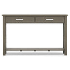 Consola de madera maciza gris/marrón/blanco/negro – Estilo contemporáneo, 2 cajones