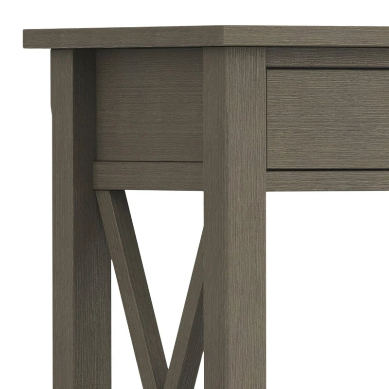 Consola de madera maciza gris/marrón/blanco/negro – Estilo contemporáneo, 2 cajones