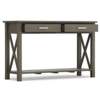 Consola de madera maciza gris/marrón/blanco/negro – Estilo contemporáneo, 2 cajones