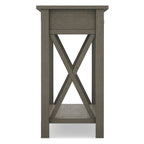 Consola de madera maciza gris/marrón/blanco/negro – Estilo contemporáneo, 2 cajones