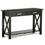 Consola de madera maciza gris/marrón/blanco/negro – Estilo contemporáneo, 2 cajones
