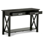 Consola de madera maciza gris/marrón/blanco/negro – Estilo contemporáneo, 2 cajones