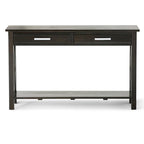 Consola de madera maciza gris/marrón/blanco/negro – Estilo contemporáneo, 2 cajones