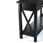 Consola de madera maciza gris/marrón/blanco/negro – Estilo contemporáneo, 2 cajones
