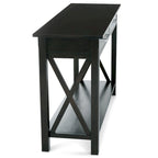 Consola de madera maciza gris/marrón/blanco/negro – Estilo contemporáneo, 2 cajones