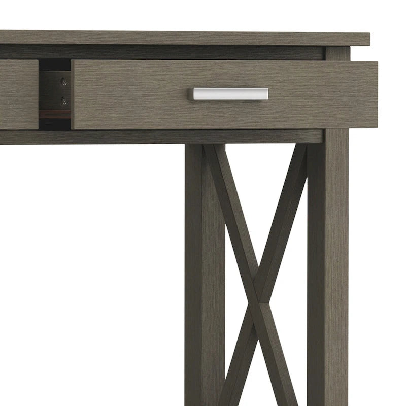 Consola de madera maciza gris/marrón/blanco/negro – Estilo contemporáneo, 2 cajones