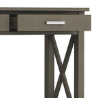 Consola de madera maciza gris/marrón/blanco/negro – Estilo contemporáneo, 2 cajones