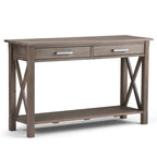 Consola de madera maciza gris/marrón/blanco/negro – Estilo contemporáneo, 2 cajones