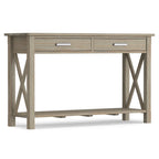 Consola de madera maciza gris/marrón/blanco/negro – Estilo contemporáneo, 2 cajones