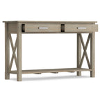 Consola de madera maciza gris/marrón/blanco/negro – Estilo contemporáneo, 2 cajones