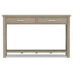 Consola de madera maciza gris/marrón/blanco/negro – Estilo contemporáneo, 2 cajones