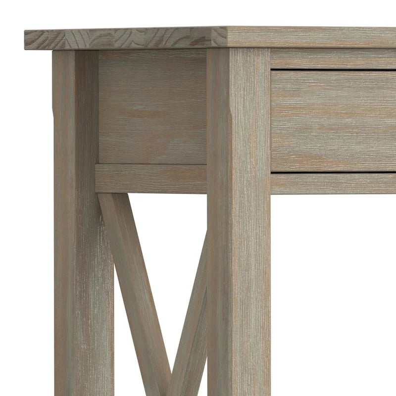 Consola de madera maciza gris/marrón/blanco/negro – Estilo contemporáneo, 2 cajones