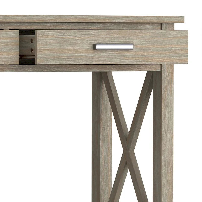 Consola de madera maciza gris/marrón/blanco/negro – Estilo contemporáneo, 2 cajones