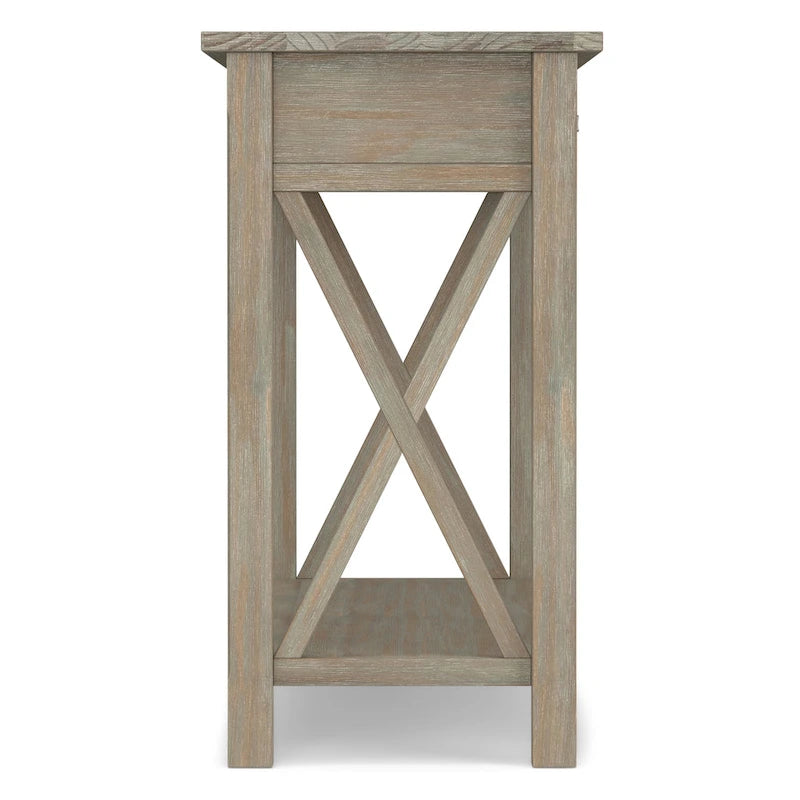 Consola de madera maciza gris/marrón/blanco/negro – Estilo contemporáneo, 2 cajones