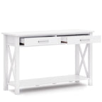Consola de madera maciza gris/marrón/blanco/negro – Estilo contemporáneo, 2 cajones