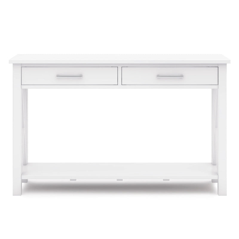 Consola de madera maciza gris/marrón/blanco/negro – Estilo contemporáneo, 2 cajones