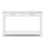 Consola de madera maciza gris/marrón/blanco/negro – Estilo contemporáneo, 2 cajones