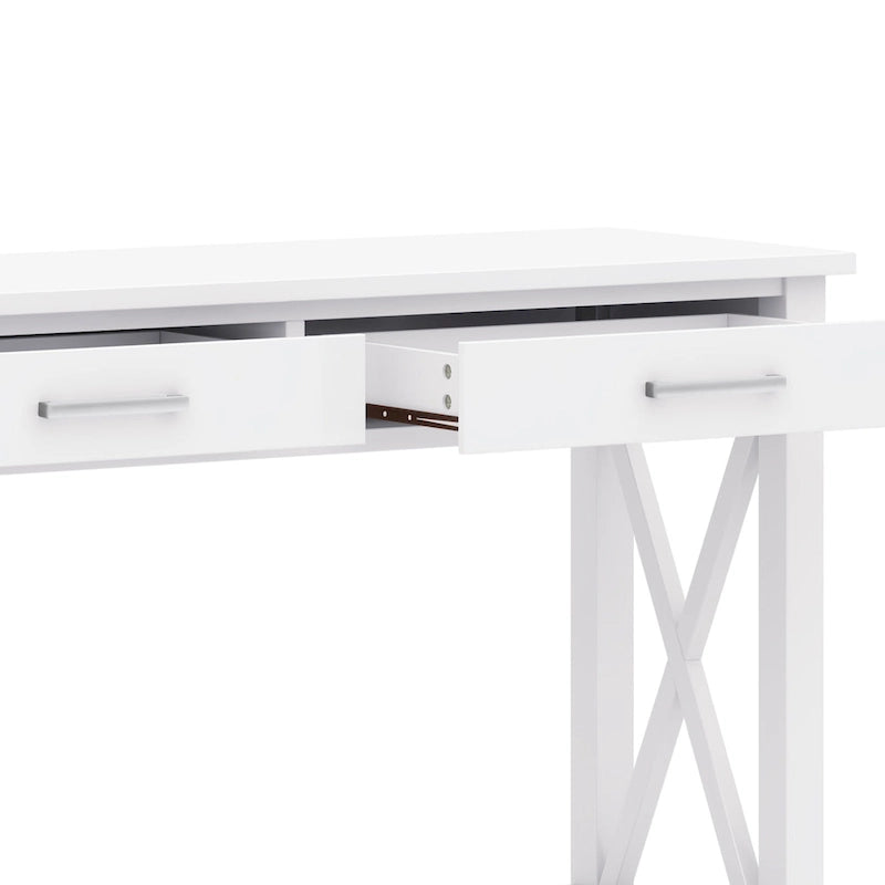 Consola de madera maciza gris/marrón/blanco/negro – Estilo contemporáneo, 2 cajones