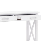 Consola de madera maciza gris/marrón/blanco/negro – Estilo contemporáneo, 2 cajones