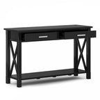 Consola de madera maciza gris/marrón/blanco/negro – Estilo contemporáneo, 2 cajones