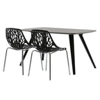 Sillas de comedor estilo nido de pájaro negras, plástico PP y patas cromadas, juego de 4