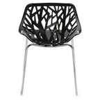 Sillas de comedor estilo nido de pájaro negras, plástico PP y patas cromadas, juego de 4