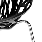 Sillas de comedor estilo nido de pájaro negras, plástico PP y patas cromadas, juego de 4