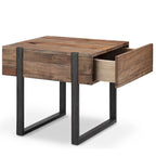 Mesa auxiliar rectangular de madera recuperada Honey con cajón