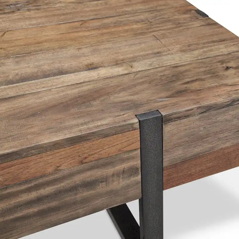 Mesa auxiliar rectangular de madera recuperada Honey con cajón