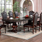 Mesa de comedor tradicional marrón cereza, madera y metal, 8 plazas