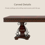 Mesa de comedor tradicional marrón cereza, madera y metal, 8 plazas