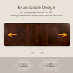 Mesa de comedor tradicional marrón cereza, madera y metal, 8 plazas
