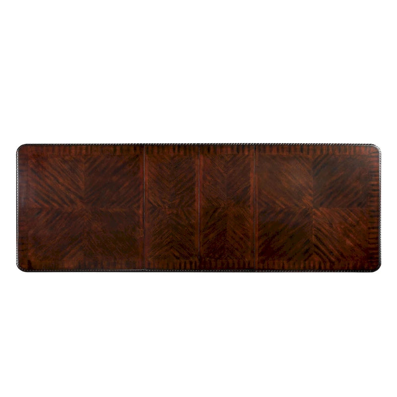 Mesa de comedor tradicional marrón cereza, madera y metal, 8 plazas