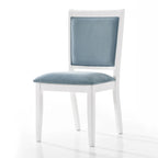 Silla de comedor de terciopelo blanco y azul claro con respaldo de rombos, juego de 6, capacidad para 6 personas