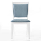 Silla de comedor de terciopelo blanco y azul claro con respaldo de rombos, juego de 6, capacidad para 6 personas