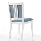 Silla de comedor de terciopelo blanco y azul claro con respaldo de rombos, juego de 6, capacidad para 6 personas