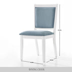 Silla de comedor de terciopelo blanco y azul claro con respaldo de rombos, juego de 6, capacidad para 6 personas