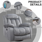Reclinable manual de tela gris/marrón/camel/gris oscuro con masaje y calor | 1 persona