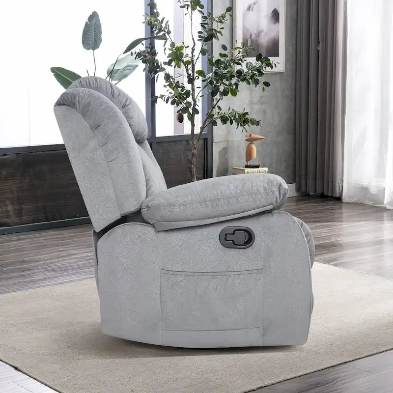Reclinable manual de tela gris/marrón/camel/gris oscuro con masaje y calor | 1 persona